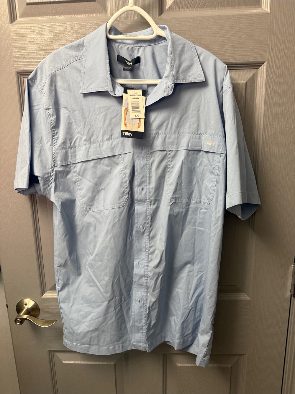 Tilley Light Blue Short-Sleeve Casual Button-Down Shirt